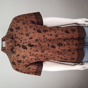 BATIK BALI Full Button Short sleeve Size XL Batik